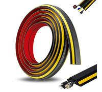 3 Meters Cable Duct Floor, Trunking for Electric Cables, Mini Semi Circular Side Trunking, Flexible Cord Cover, Self Adhesive Tape Cable Duct to Hide Wire for Wires on Wall Floor, Black & Yellow
