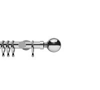 3 metre 28mm Begravia Curtain Poles, One Piece, 3m Length (Chrome)