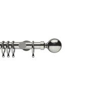 3 metre 28mm Begravia Curtain Poles, One Piece, 3m Length (Satin Steel)