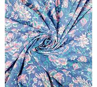 3 Metre Ethnic Hand Block Print Fabric for Dressmaking, Cotton Voile Fabric for Sewing, Width: 44 Inches Indian Fabric by The Metre (Pattern 6)