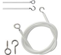 3 Metre Net Curtain Wire Single Pack - Strong & Flexible Hanging Kit with 6 Hooks & 6 Eyes - Easy Installation for Windows, Doorways & Wardrobes