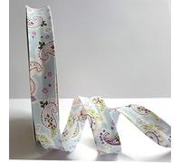 3 METRE x 18mm Pretty Pastel Paisley Bias Binding - Light Blue. Sewing Trim / Edging.