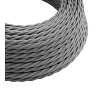 3 Metres 2 Core Twisted Wire, 9.84ft 2 Conductor Braided Cable twisted, Electrical Cable (2 x 0.75mm²) Vintage Fabric Electrical Wire for your DIY project (Grey)