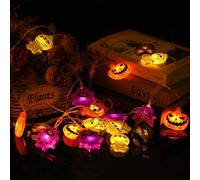 3 Metres Halloween String Lights - 20 LED Pumpkins, Spiders, Skeletons and Mummies - 2 Modes for Indoor Decoration and Party