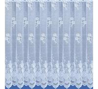 3 Metres Wide x 42" (106cm) Drop - Penelope White Floral Rose Lace Net Curtain With Vintage Traditional Heavy Floral Base Design And Scalloped Hem By Kellys Soft Furnishings