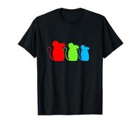 3 Mice Team Three Friends Party Crew Silhouette Comic Fun T-Shirt