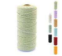 3 mm 100 m Macrame Yarn, Cotton Cord, 100% Natural Cotton Rope, Rope Yarn, 4-Ply Craft Cord Decoration, Cord Twine, Perfect for Arts and Crafts, DIY, Gardening (Green)
