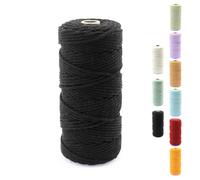 3 mm Macrame Yarn - 100 m Rope Yarn, 100% Natural Cotton Rope, Cotton Cord, 4 Ply Craft Cord, Decorative Cord, Twine, Perfect for DIY Arts and Crafts Gardening (Black)