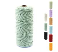 3 mm Macrame Yarn - 100 m Rope Yarn, 100% Natural Cotton Rope, Cotton Cord, 4 Ply Craft Cord, Decorative Cord, Twine, Perfect for DIY Arts and Crafts Gardening (Light Green)