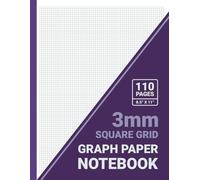 3 mm Square Grid Graph Paper Notebook: 3 mm x 3 mm Squares, Metric Graph Paper, For Math, Science, Engineering, Students & Teachers, 8.5 x 11, 110 Pages, Purple Cover