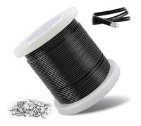 3 mm Wire Rope Coated, 100 m Stainless Steel Cable with Black PVC Coating and 100 Crimp Sleeves for Climbing Plants, Fairy Lights, Curtains, Fence, Washing Line