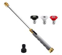 3 Mode High Pressure Hose Nozzle with Straight Long Pipe Design for Stable Water Direction and Precise Cleaning Coverage (Grey)