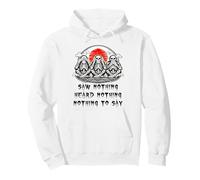 3 Monkeys Three Wise Monkey Skeleton Ape Slogan Design Pullover Hoodie
