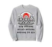 3 Monkeys Three Wise Monkey Skeleton Ape Slogan Design Sweatshirt
