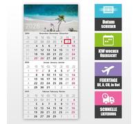 3 Month Calendar 2026 with Date Slider - Wall Calendar 30 x 49 cm for Optimal Planning, 3 Month Overview Wall Planner, Office Calendar, 3 Month Calendar, KW Weeks, Holidays DE, A, CH
