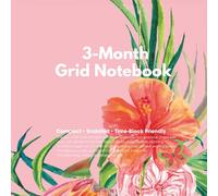 3-Month Grid Notebook | 186 Pages, 0.2" Grid, Two Pages per Day, 6.5" × 6.5", Hibiscus Cover