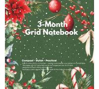 3-Month Grid Notebook | 186 Pages, 0.2" Grid, Two Pages per Day, 6.5" × 6.5", Poinsettia Cover