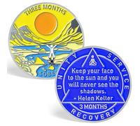 3 Month Sobriety Chips, 90 Day Sobriety Coins Sunset 3 Month AA Medallions