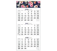 3 MONTH WALL CALENDAR: 13" x 27" Large Print Hanging Wall Calendar, 3 Months at a Time APR 2026 - DEC 2027, 21 Month Planner, (Small Navy Floral)