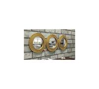3 Moroccan Style Round Wall Mirrors Gold Metallic Frame Art Deco 26 Cm