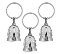 3 Motorcycle Key Pendants, Guardian Bell Shape, Silver Exquisite Material, Small and Portable Decoration, Lucky Symbol Accessories.