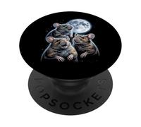 3 Mouse Moon Three Mice Funny Rodent Lover Humor Sky Night PopSockets Adhesive PopGrip