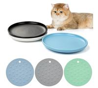 3 Non-Slip Mats Ceramic Cat Bowls, Dishwasher Safe, Cats, Kittens, Puppies, Wide & Shallow Cat Food Dish for Relieve Whisker Fatigue, 3 Packs Whisker Stress Free Cat Feeding Plates