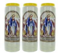 3 Novena Candles of the Miraculous Virgin 17.5 cm - Novena Candle - Christian Cult in Vegetable Wax