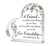 【£3 off over £10】Alphynix 1pc Friendship Heart Plaque, Crystal Keepsake with Uplifting Quote "A Friend is One of the Nicest Things..." and Floral Cotton Design, Meaningful Gift for Best Friends, Thank