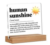 【£3 off over £10】Alphynix 1pc "Human Sunshine" Acrylic Plaque, Wood Base Stand with Yellow Sun Design and Inspirational Definition "An Incredible Person with a Beautiful Soul", Uplifting Desk Decor Gi