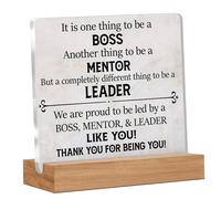 【£3 off over £10】Alphynix 1pc Triple Role Appreciation Plaque, "BOSS MENTOR & LEADER LIKE YOU" Acrylic Display with Wooden Base, Perfect Retirement or Promotion Gift for Manager