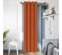 【£3 off over £10】Deconovo Blackout Plain Fabric 8 White Grommet No-Tie Curtain, 1 pc 132 x 160 cm (W x L) Orange/Yellow