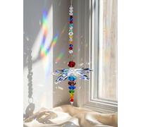 【£3 off over £10】JU7CER 1PC Dragonfly Pendant Hanging Crystal Prism Light Catcher - Crystal Light-Catching Prism Decoration, Window Ornament, Hanging Glass Rainbow Maker, Suitable for Christmas Trees,