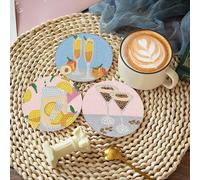 【£3 off over £10】JU7CER 6-Piece 5D Diamond Painting Coaster Set with Stand - DIY Cocktail Art for Drinks & Coffee Tables | Adult Beginner Craft Gift & Home Decor 4×4 Inches (10×10cm)