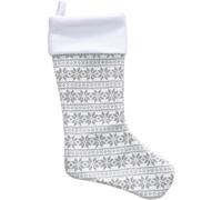 【£3 off over £10】Light Grey Knitted Christmas Wool Stocking with Snowflake Pattern
