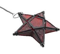 【£3 off over £10】Red Glass Star Lantern Hanging Ornaments Set of 1