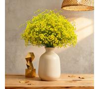 【£3 off over £10】Wei's Moment 5Pcs Artificial Flowers, Fake Flowers Silk Plastic Artificial Gypsophila Realistic Flower Arrangements Wedding Decoration Table Centerpieces yellow