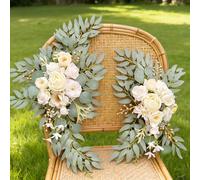 【£3 off over £10】Wei's Moment Artificial Arch Flower Swag Set of 2 for Wedding Welcome Signs Floral Swag Wedding Reception Ceremony Signs Decor (White)