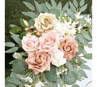【£3 off over £10】Wei's Moment Artificial Dusty Rose Flowers Swag Set of 2 for Wedding Welcome Signs Floral Decorations, Wedding Arch Flowers for Wedding Ceremony