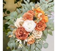【£3 off over £10】Wei's Moment Artificial Flower Swag Set of 2 for Wedding Welcome Signs Floral Decorations, Burnt Orange Wedding Arch Flowers for Wedding Ceremony