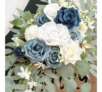 【£3 off over £10】Wei's Moment Dusty Blue Flower for Wedding Welcome Signs Decorations, Artificial Wedding Arch Flowers for Wedding Ceremony (Set of 2)