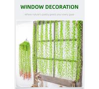 【£3 off over £10】Yuejia 12Pcs 3.5ft/1mArtificial Hanging Willow Vine Fake Greenery Plants for Indoor/Outdoor Decor, Wedding & Photography - Red Tail Design