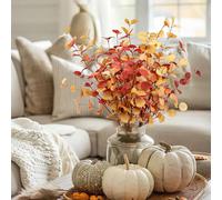 【£3 off over £10】Yuejia 3Pcs 27.5in/70cmArtificial Eucalyptus Stems Fall Decorations with Fall Eucalyptus Leaves Autumn Decorations for Office and Home Artificial Plants for Floral Arrangement