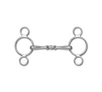 3 or 4-ring double-joint snaffle bit for horse Waldhausen Massif
