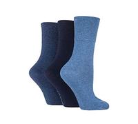 3 or 6 PAIRS COTTON GENTLE GRIP KIDS/LADIES 12 1/2-3 1/2 UK 31-36 EUR SOCKS - Ideal for School or Play (3 x RG03 Blue/Navy Mix, 12 1/2-3 1/2 UK 31-36 EUR)