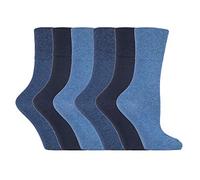 3 or 6 PAIRS COTTON GENTLE GRIP KIDS/LADIES 12 1/2-3 1/2 UK 31-36 EUR SOCKS - Ideal for School or Play (6 x RG03 Blue/Navy Mix, 12 1/2-3 1/2 UK 31-36 EUR)