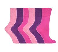 3 or 6 PAIRS COTTON GENTLE GRIP KIDS/LADIES 12 1/2-3 1/2 UK 31-36 EUR SOCKS - Ideal for School or Play (6 x RG02 Pink/Purple Mix, 12 1/2-3 1/2 UK 31-36 EUR)