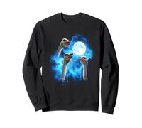 3 ostrich howling at the moon colorful blue Sweatshirt