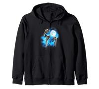 3 ostrich howling at the moon colorful blue Zip Hoodie