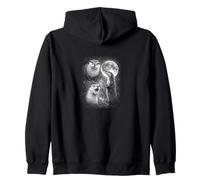 3 Otter 90´s black and white Howling to the moon Zip Hoodie